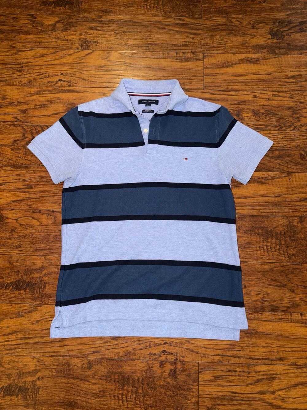 Tommy Hilfiger Men's Striped Regular Fit Polo Shirt Blue S/P
